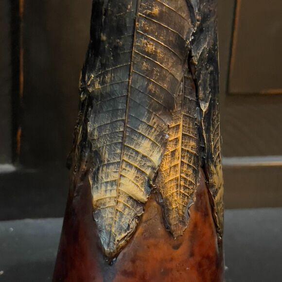 Vintage Native American Tribal Textured Feather Candle Holder 12" - Picture 2 of 6